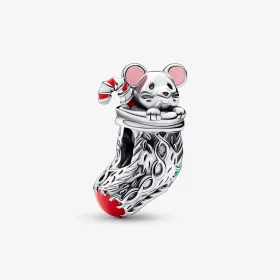 PANDORA Festive Mouse & Stocking Charm - 792366C01 PANDORA Festive Mouse & Stocking Charm - 792366C01