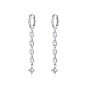 Pandora Style Silver Ziron Love Hanging Earrings - SCE583 Pandora Style Silver Ziron Love Hanging Earrings - SCE583