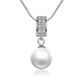 Pandora Style Silver Necklace with Pearl - SCN030 Pandora Style Silver Necklace with Pearl - SCN030