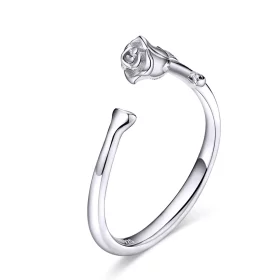 Pandora Style Silver Rose Flower Open Ring - BSR065 Pandora Style Silver Rose Flower Open Ring - BSR065