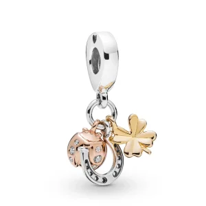 PANDORA Horseshoe, Clover & Ladybird Dangle Charm - 797852CZ (image for) PANDORA Horseshoe, Clover & Ladybird Dangle Charm - 797852CZ