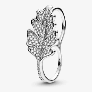 PANDORA Oak Leaf Double Ring - 198347CZ (image for) PANDORA Oak Leaf Double Ring - 198347CZ