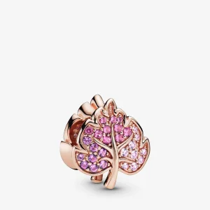 PANDORA Sparkling Pave Leaf Charm - 788322NPMMX (image for) PANDORA Sparkling Pave Leaf Charm - 788322NPMMX