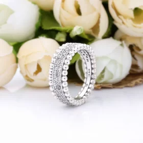 PANDORA Beaded Pavé Band Ring - 198676C01 PANDORA Beaded Pavé Band Ring - 198676C01