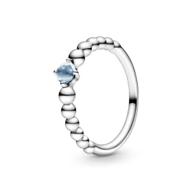 PANDORA Aqua Blue Beaded Ring - 198867C01 PANDORA Aqua Blue Beaded Ring - 198867C01