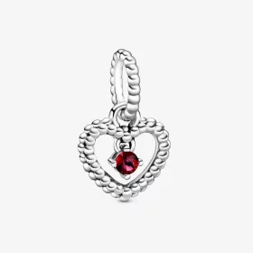 PANDORA Blazing Red Beaded Heart Dangle Charm - 798854C02 PANDORA Blazing Red Beaded Heart Dangle Charm - 798854C02