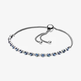 PANDORA Blue and Clear Sparkle Slider Bracelet - 598517C01 PANDORA Blue and Clear Sparkle Slider Bracelet - 598517C01
