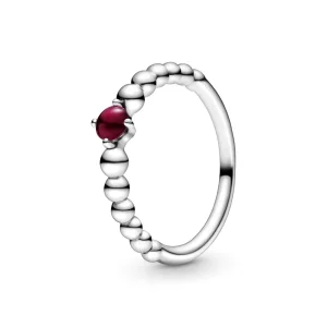 PANDORA Dark Red Beaded Ring - 198867C08 (image for) PANDORA Dark Red Beaded Ring - 198867C08