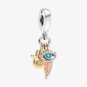 (image for) PANDORA Hamsa, All-seeing Eye & Feather Spirituality Dangle Charm - 768785C01