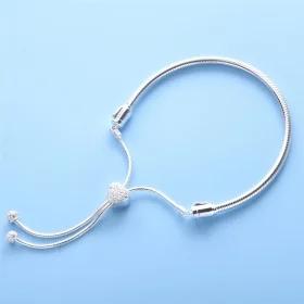 Pandora Moments Pavé Heart Clasp Snake Chain Slider Bracelet - 598699C01 Pandora Moments Pavé Heart Clasp Snake Chain Slider Bracelet - 598699C01