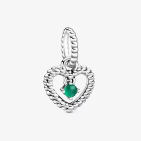 PANDORA Rainforest Green Beaded Heart Dangle Charm - 798854C05 PANDORA Rainforest Green Beaded Heart Dangle Charm - 798854C05