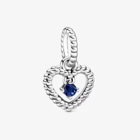 PANDORA Sea Blue Beaded Heart Dangle Charm - 798854C12 PANDORA Sea Blue Beaded Heart Dangle Charm - 798854C12