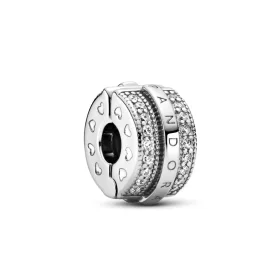 PANDORA Sparkling Pavé Lines & Logo Clip Charm - 799042C01 PANDORA Sparkling Pavé Lines & Logo Clip Charm - 799042C01
