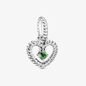 PANDORA Spring Green Beaded Heart Dangle Charm - 798854C10 PANDORA Spring Green Beaded Heart Dangle Charm - 798854C10