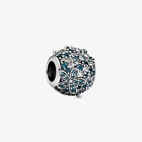 PANDORA Teal Pavé Daisy Flower Charm - 798797C01 PANDORA Teal Pavé Daisy Flower Charm - 798797C01