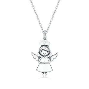 Pandora Style Angel In White Pendant Necklace - SCN425 (image for) Pandora Style Angel In White Pendant Necklace - SCN425