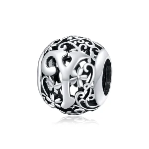 (image for) Pandora Style Openwork Flower Letter Y Charm - SCC1444-Y 