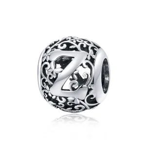 (image for) Pandora Style Openwork Flower Letter Z Charm - SCC1444-Z 