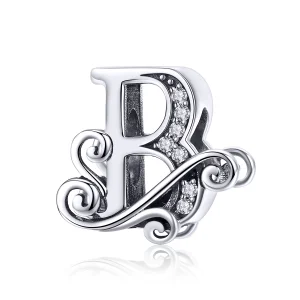 (image for) Pandora Style Sparkling Pavé Flower Letter B Charm - BSC030-B 