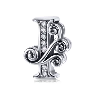 (image for) Pandora Style Sparkling Pavé Flower Letter I Charm - BSC030-I 
