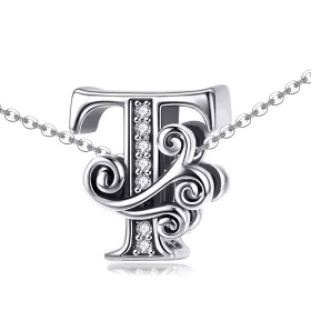 Pandora Style Sparkling Pavé Flower Letter T Charm - BSC030-T Pandora Style Sparkling Pavé Flower Letter T Charm - BSC030-T