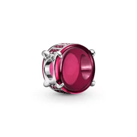 PANDORA Fuchsia Rose Oval Cabochon Charm - 799309C01 PANDORA Fuchsia Rose Oval Cabochon Charm - 799309C01