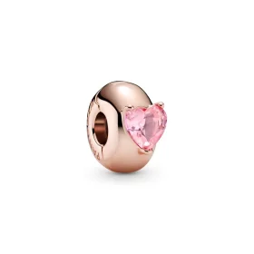 PANDORA Pink Heart Solitaire Clip Charm - 789203C01 PANDORA Pink Heart Solitaire Clip Charm - 789203C01