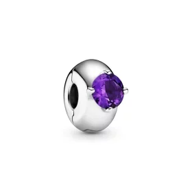 PANDORA Purple Round Solitaire Clip Charm - 799204C02 PANDORA Purple Round Solitaire Clip Charm - 799204C02