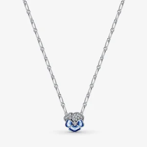 PANDORA Blue Pansy Flower Pendant Necklace - 390770C01 (image for) PANDORA Blue Pansy Flower Pendant Necklace - 390770C01