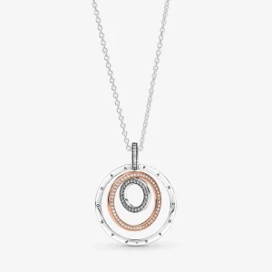 PANDORA Two-tone Circles Pendant & Necklace - 389483C01 (image for) PANDORA Two-tone Circles Pendant & Necklace - 389483C01