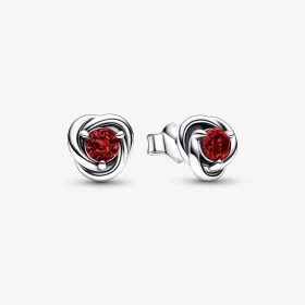 PANDORA January Red Eternity Circle Stud Earrings - 292334C06 PANDORA January Red Eternity Circle Stud Earrings - 292334C06