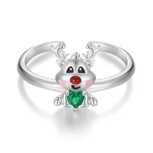 Pandora Style Christmas Reindeer Open Ring - BSR493-E (image for) Pandora Style Christmas Reindeer Open Ring - BSR493-E