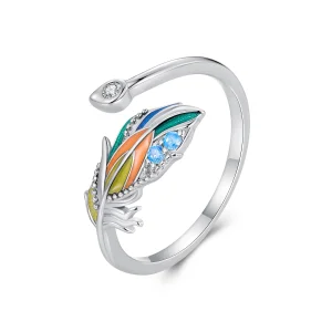 Pandora Style Feather Open Ring - BSR469-E (image for) Pandora Style Feather Open Ring - BSR469-E