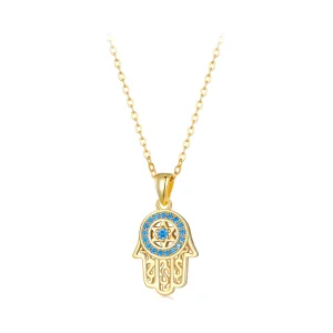 Pandora Style Golden Fatima's Guardian Necklace - SCN264-B (image for) Pandora Style Golden Fatima's Guardian Necklace - SCN264-B