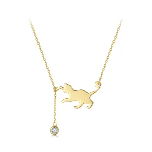 Pandora Style Golden Naughty Kitten Necklace - SCN232-B (image for) Pandora Style Golden Naughty Kitten Necklace - SCN232-B