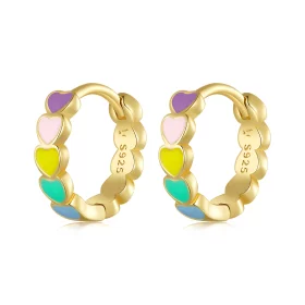 Pandora Style Golden Rainbow Love Hoop Earrings - SCE909-B Pandora Style Golden Rainbow Love Hoop Earrings - SCE909-B