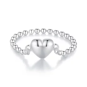 Pandora Style Heart Shape Chain Ring - BSR488 Pandora Style Heart Shape Chain Ring - BSR488
