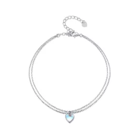 Pandora Style Heart Shaped Double Layer Anklet - SCT024 Pandora Style Heart Shaped Double Layer Anklet - SCT024