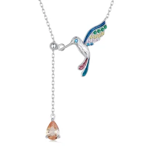 Pandora Style Hummingbird Necklace - BSN305 (image for) Pandora Style Hummingbird Necklace - BSN305