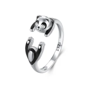 Pandora Style Panda Open Ring - SCR969-E (image for) Pandora Style Panda Open Ring - SCR969-E