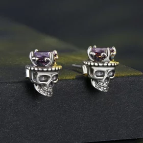 Pandora Style Skeleton King Studs Earrings - BSE892 Pandora Style Skeleton King Studs Earrings - BSE892