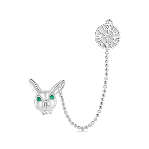 Pandora Style White Rabbit Clock Studs Earrings - SCE1617 (image for) Pandora Style White Rabbit Clock Studs Earrings - SCE1617
