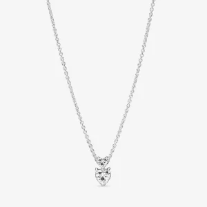 Pandora Double Heart Pendant Sparkling Collier Necklace - 391229C01 (image for) Pandora Double Heart Pendant Sparkling Collier Necklace - 391229C01