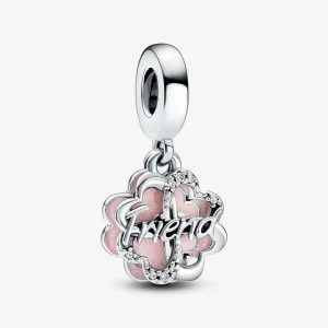Pandora Four-leaf Clover Friendship Double Dangle Charm - 792245C01 (image for) Pandora Four-leaf Clover Friendship Double Dangle Charm - 792245C01