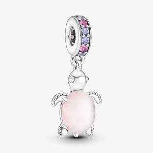 Pandora Murano Glass Pink Sea Turtle Dangle Charm - 798939C02 (image for) Pandora Murano Glass Pink Sea Turtle Dangle Charm - 798939C02