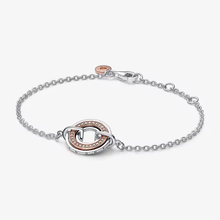 Pandora Signature Two Two-tone Logo & Pavé Chain Bracelet - 582741C01 Pandora Signature Two Two-tone Logo & Pavé Chain Bracelet - 582741C01