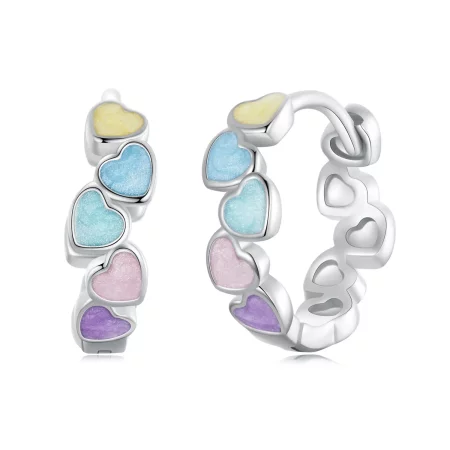 PANDORA Style Heart Shape Colorful Dopamine Earrings - SCE1694 PANDORA Style Heart Shape Colorful Dopamine Earrings - SCE1694