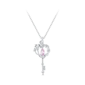 PANDORA Style Butterfly Vine Heart Key Necklace - SCN518 (image for) PANDORA Style Butterfly Vine Heart Key Necklace - SCN518