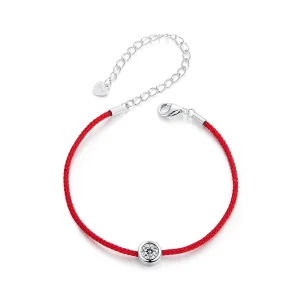 PANDORA Style Exquisite Moissanite Red Rope Bracelet (One Certificate) - MSB014 (image for) PANDORA Style Exquisite Moissanite Red Rope Bracelet (One Certificate) - MSB014
