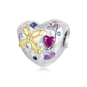 PANDORA Style Vintage Cross Heart Charm - BSC1006 PANDORA Style Vintage Cross Heart Charm - BSC1006